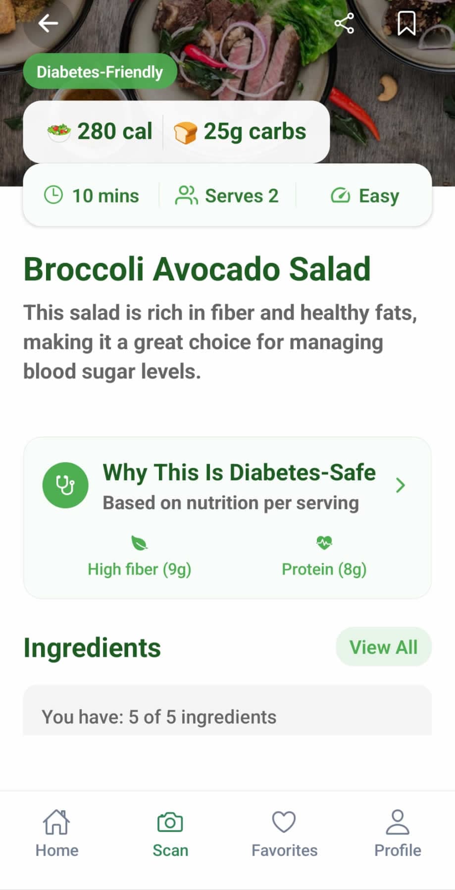 Recipe details screen